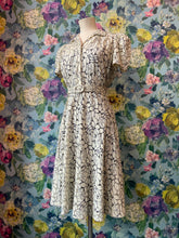 Load image into Gallery viewer, White &amp; Navy Lace Tea Dress