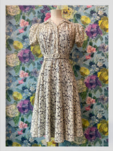 Load image into Gallery viewer, White &amp; Navy Lace Tea Dress