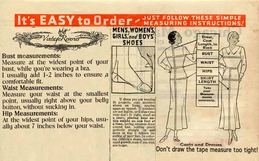Vintage Clothing Size Guide from DRESS, the Vintage Clothing Shop