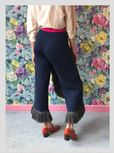 Knitted Navy Tasseled Trousers from Dress, in Bridport