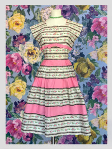 Horrockses Cotton Pink Striped Day Dress