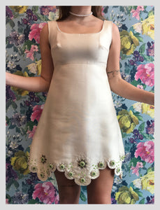 Ivory Satin Scalloped & Beaded Cocktail Dress from Dress, in Bridport
