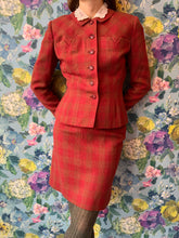 Load image into Gallery viewer, Raspberry Tweed Skirt Suit