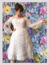 Load image into Gallery viewer, White Tiered Ruffle Cocktail Dress