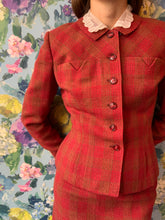 Load image into Gallery viewer, Raspberry Tweed Skirt Suit