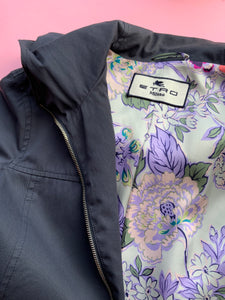 Etro Floral Lined Navy Parka