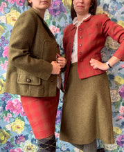 Load image into Gallery viewer, Raspberry Tweed Skirt Suit