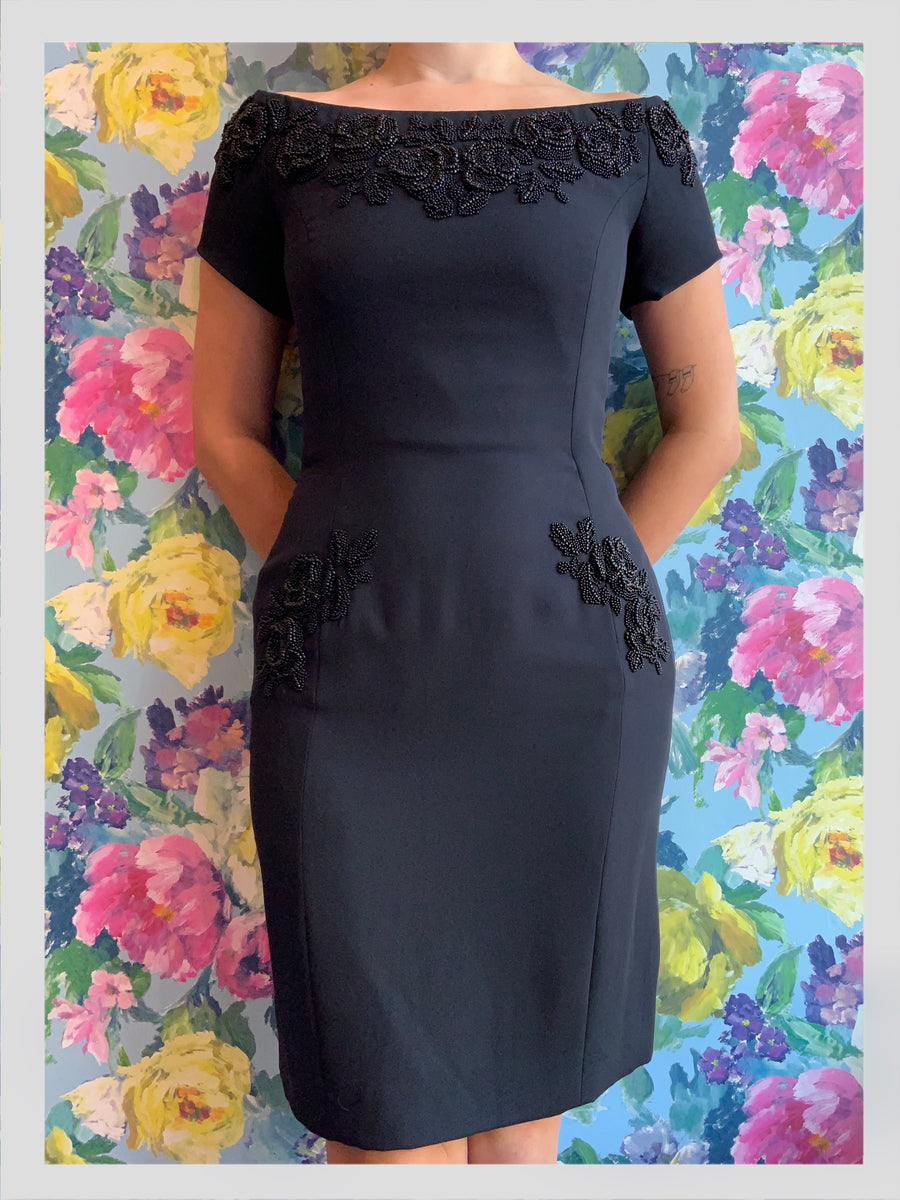 Catherine Walker Jet Beaded Cocktail Dress Catherine Walker Jet Beaded Cocktail Dress