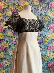 Ivory Satin & Black Lace Gown & Bolero