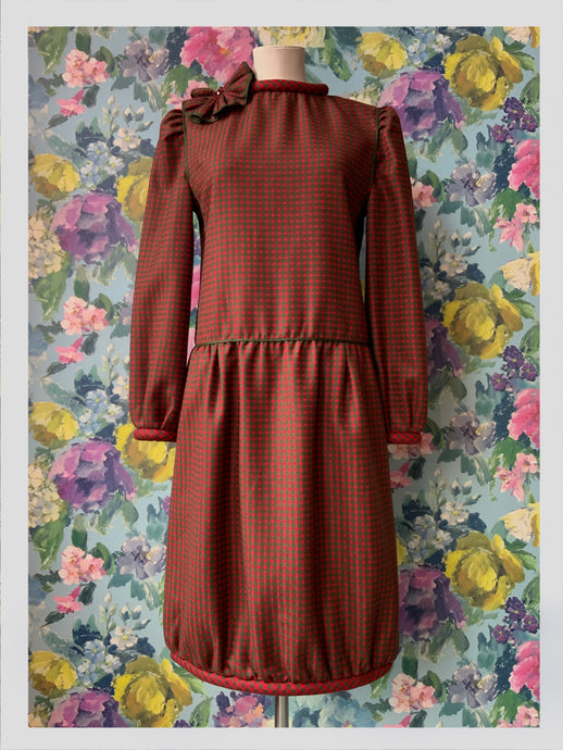 Nina Ricci Checked Wool Rosette Dress