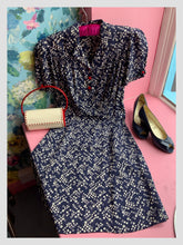 Load image into Gallery viewer, Navy Polkadot Tea Dress