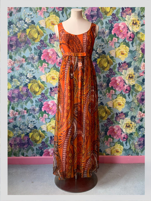 Scorched Earth Chiffon Paisley Gown