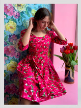 Load image into Gallery viewer, Fuchsia Floral Silk Dress