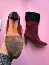 Load image into Gallery viewer, YSL Red Suede &amp; Astrakhan Boots