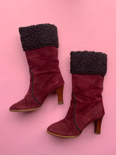 Load image into Gallery viewer, YSL Red Suede &amp; Astrakhan Boots