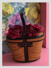 Load image into Gallery viewer, Wicker Basket Bag w/ Blush Peonies from Dress, in Bridport