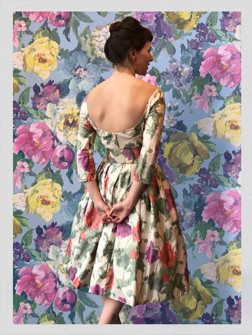 Floral Silk Cocktail Dress