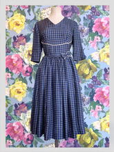Load image into Gallery viewer, Navy Blue Silk Polka Dot Dress