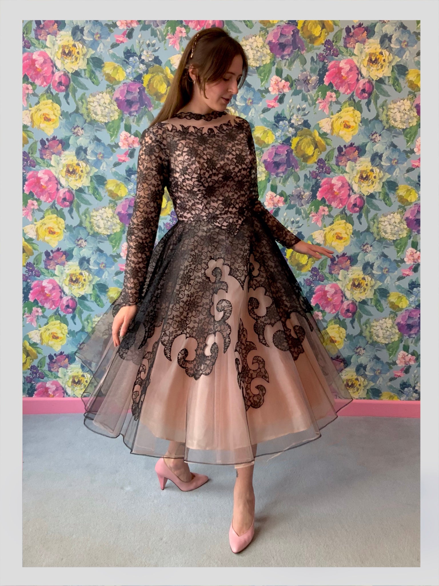 Black & Pink Lace Cocktail Dress DRESS Bridport Black & Pink Lace Cocktail Dress DRESS Bridport