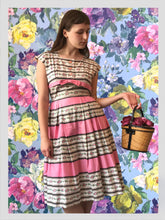 Load image into Gallery viewer, Horrockses Cotton Pink Striped Day Dress from Dress, in Bridport
