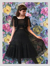 Load image into Gallery viewer, Vintage Black Pleated Lace Dress