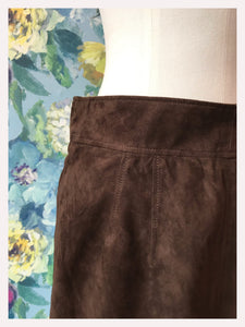 Jil Sander Chocolate Suede Skirt from Dress, in Bridport