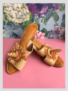 Straw Sombrero Wedge Sandals from Dress, in Bridport