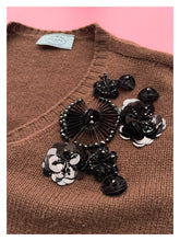 Load image into Gallery viewer, Prada Mocha Knit Cardigan w/ Sequin Embellishments from Dress, in Bridport