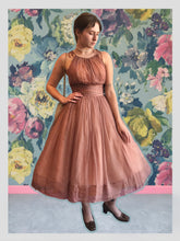 Load image into Gallery viewer, Jean Allen Cappuccino Polkadot Chiffon Dress from Dress, in Bridport