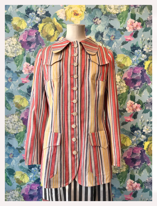 Gica Coral Pinstriped Linen Jacket from Dress, in Bridport