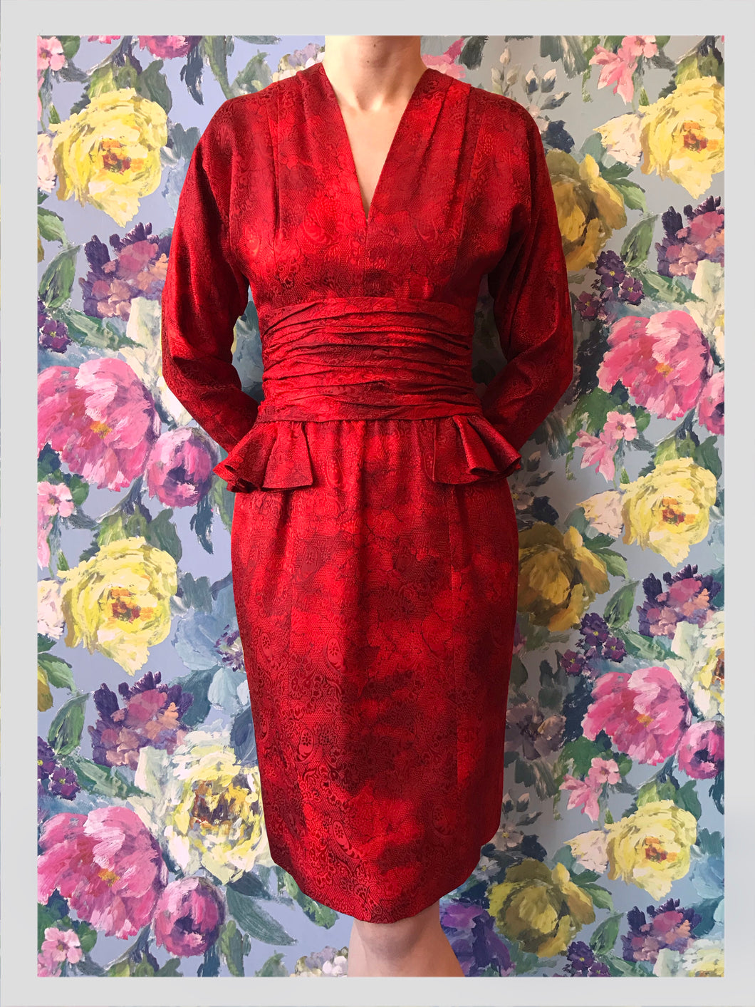 Nina Ricci Ruby Chinese Silk Cocktail Dress