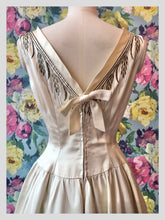 Load image into Gallery viewer, Ivory Satin w/ Gold Thread Cornfield &amp; Wild Flower Gown from Dress, in Bridport