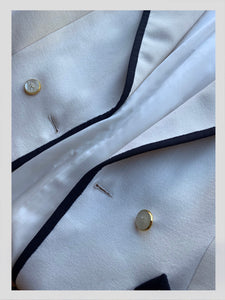 Givenchy White & Navy Wool Coat