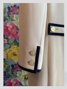 Givenchy White & Navy Wool Coat