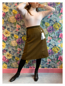 Maison Margiela Khaki Green Wool Skirt from Dress, in Bridport