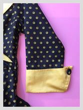 Load image into Gallery viewer, Black and Daffodil Polkadot Swing Coat from Dress, in Bridport