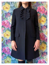 Load image into Gallery viewer, Black Miu Miu Ruffle Coat from DRESS, in Bridport