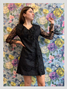 Black Lace Frilly Mini Dress