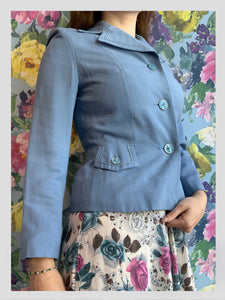 Cornflower Blue Waisted Vintage Jacket from Dress, in Bridport